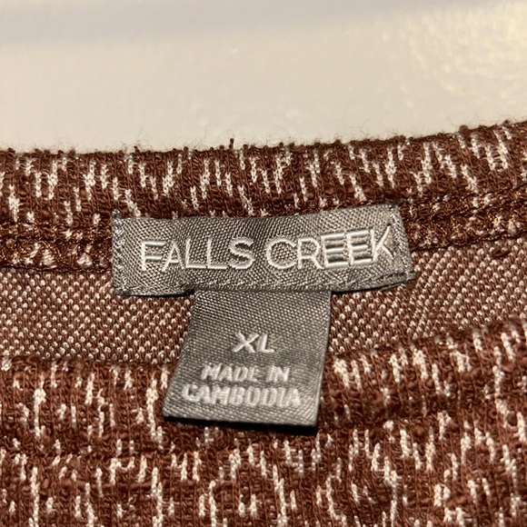 FALLS CREEK Brown and Cream blouse for women with long sleeves Size XL - Picture 7 of 14